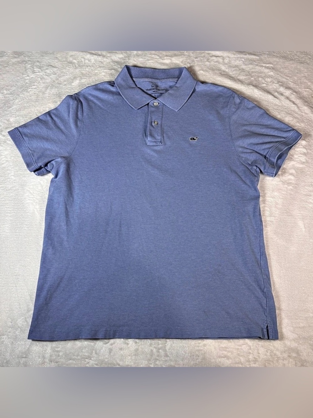 Vineyard Vines Men’s Large Polo Shirt Light Blue Cotton Stretch Whale Logo